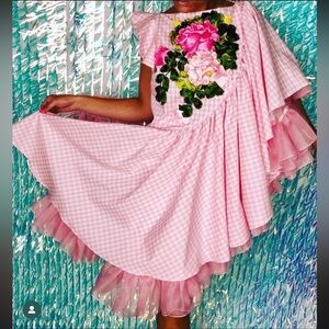 Pink Gingham Statement Dress
